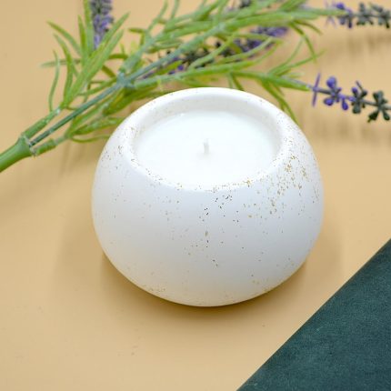 lumanare parfumata ceara naturala ceramica alb rotunda