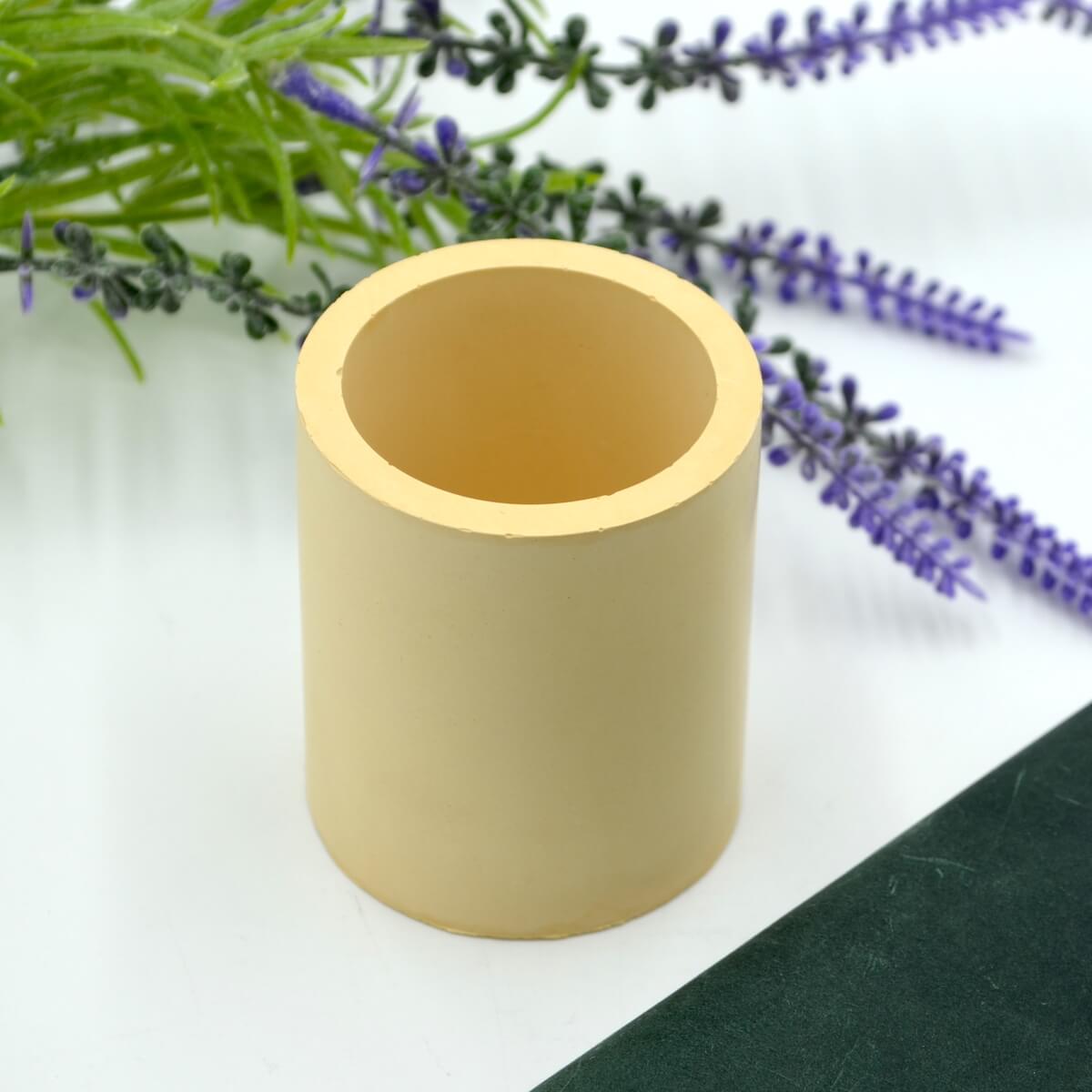 lumanare parfumata suport ceramic galben cilindric