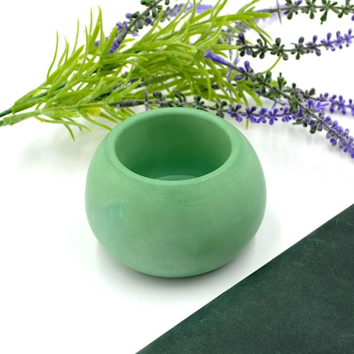 lumanare parfumata suport ceramic verde rotund